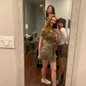 Button up cheetah print mini dress